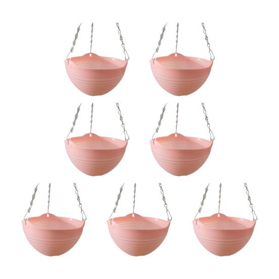 7 Stück Hängepflanzgefäße Blumentöpfe mit Drainagelöchern und Metallketten Hängende Kunststoff-Blumentöpfe für den Innen- und Außenbereich