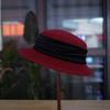 French Retro Hepburn Angola Red Woolen Top Hat Japanese Autumn And Winter Women'S Burgundy Felt Basin Hat Versatile