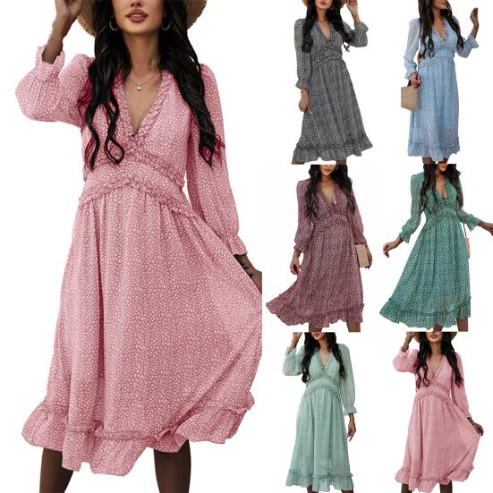 Buy Summer Dress Elegent Beauty Lady Dress Neck Women Ruffles Dress