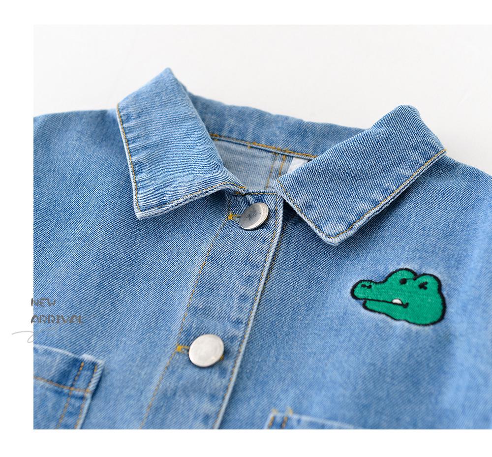 Infant Dinosaur Denim Jacket - Cotton, Ages 0-3, Autumn Wear