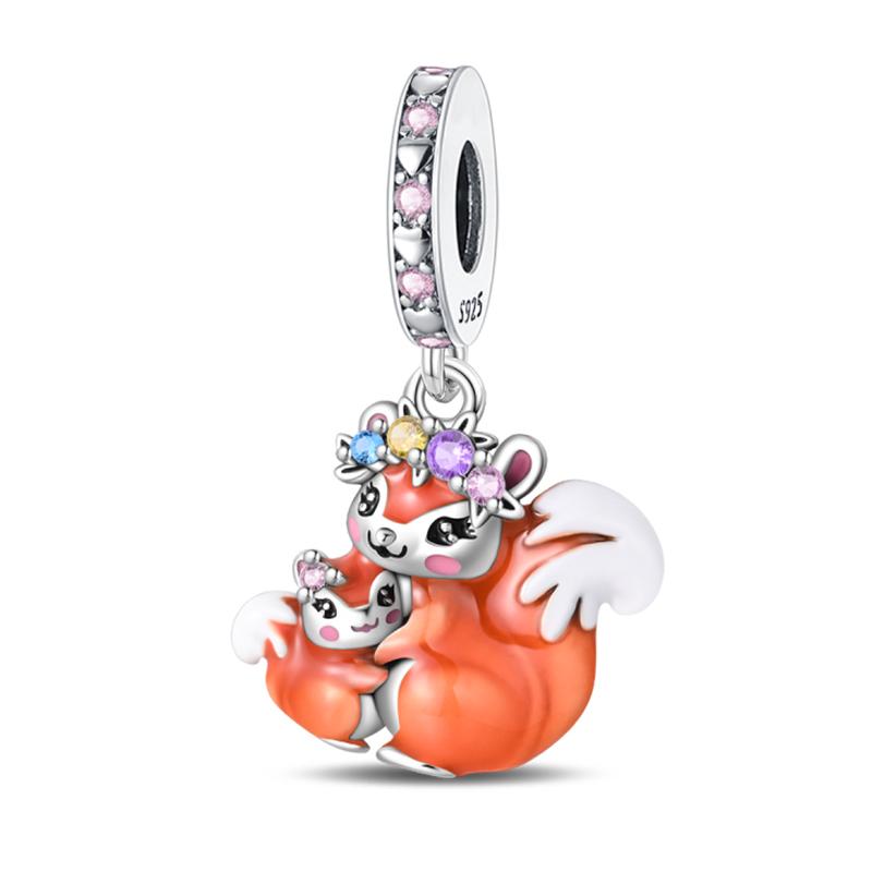 Charms Fit Pan Copper Elephant Squirrel Koala Sea Turtle Parent Child Series Sunflower Original Bracelets Diy Jewelry Gifts