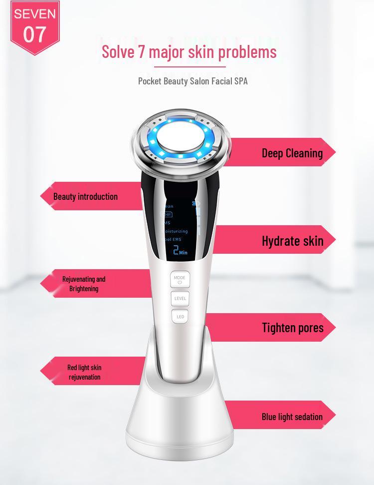 Home Facial EMS Microcurrent Beauty Device: Hot/Cold Vibration Massage Instrument