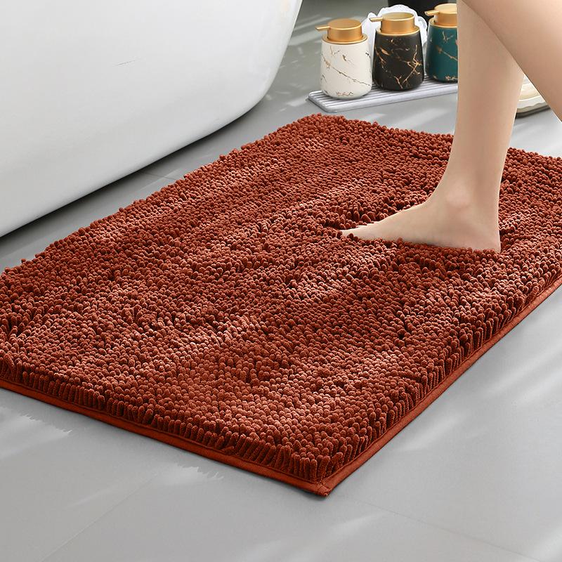 Chenier Thickened Solid Color Bathroom Floor Mat, Bathroom Non-Slip Foot Mat, Household Bathroom Door Absorbent Dirt-Resistant Carpet