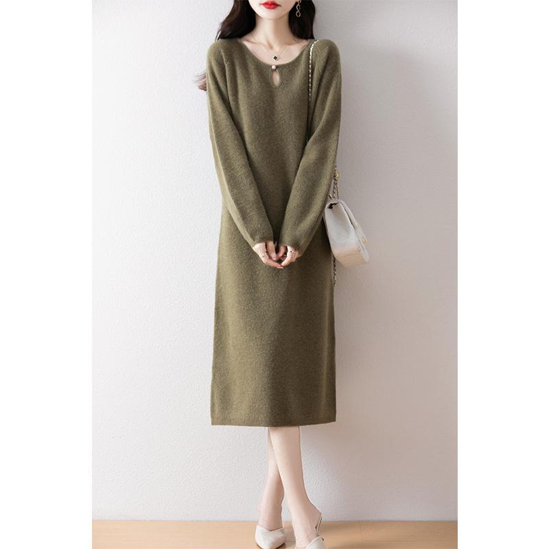 Women's Cashmere Dress Qinghe Cashmere 30% Cashmere 70% Wool Autumn and Winter Cashmere Skirt Soft and Warm
