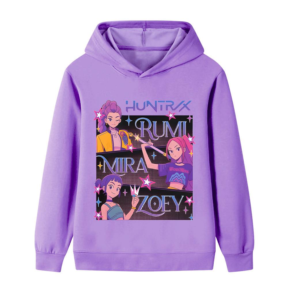 B1225 Kids Boys Girls Kpop Rumi Zoey Mira Print Long Sleeves Hoodie