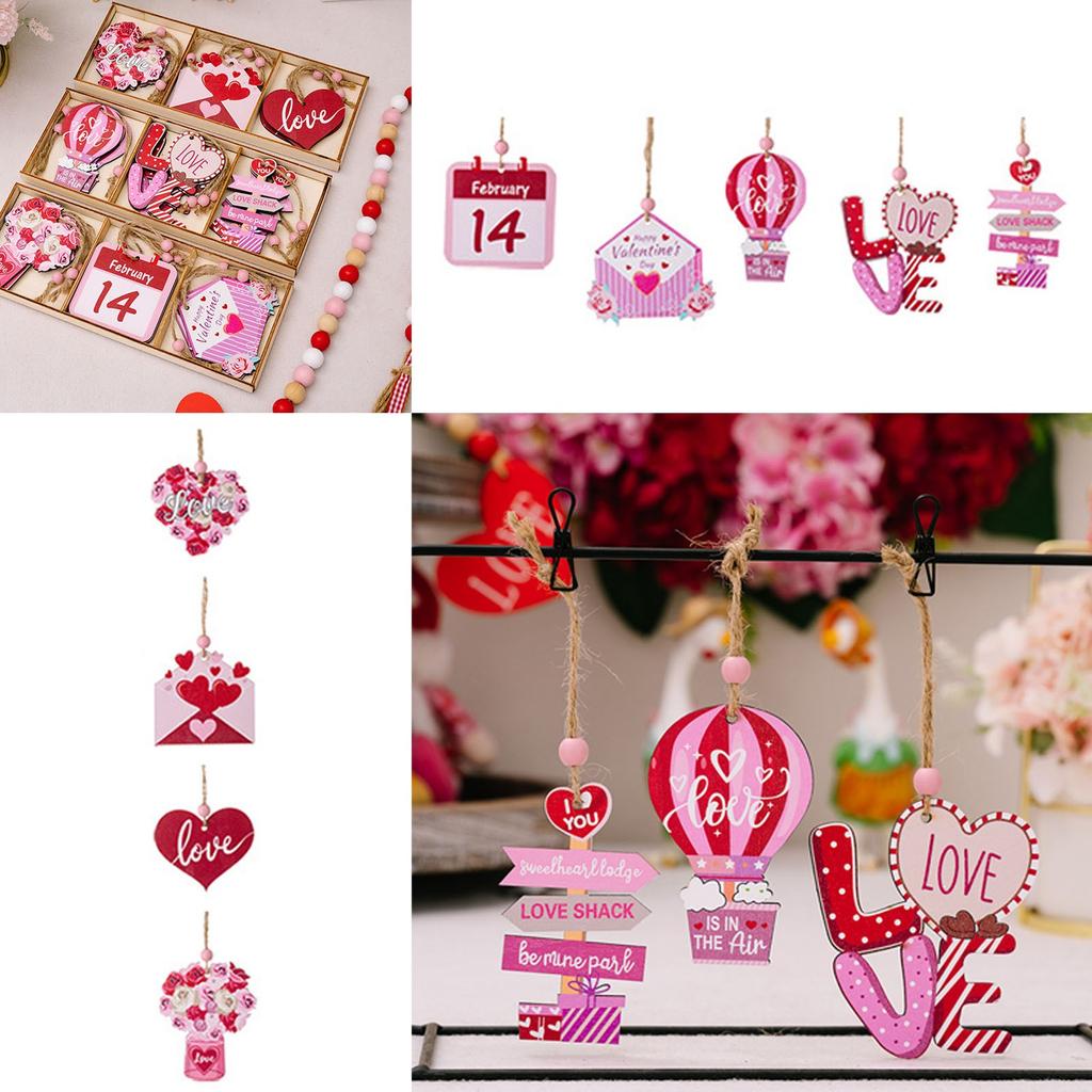 Kolorowy drewniany wisiorek, przenośny wisiorek walentynkowy, odpowiedni dla pary brelok z motywem miłosnym