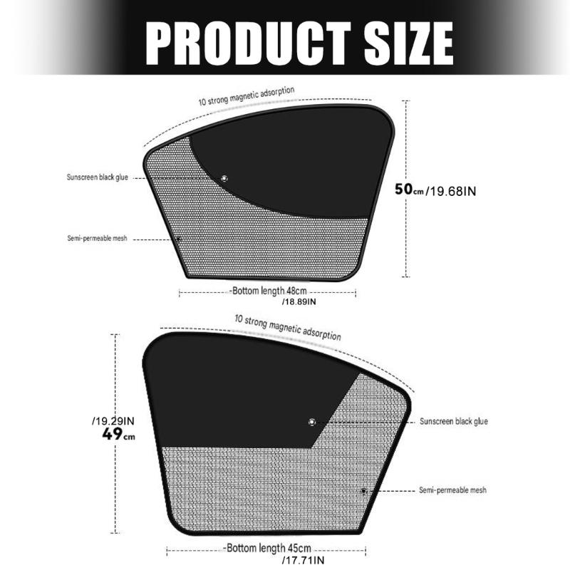 Front Row Car Side Privacy Cover with Magnetic Edge Design, Two-Piece Mesh Curtain for Daily Road Use and Parking