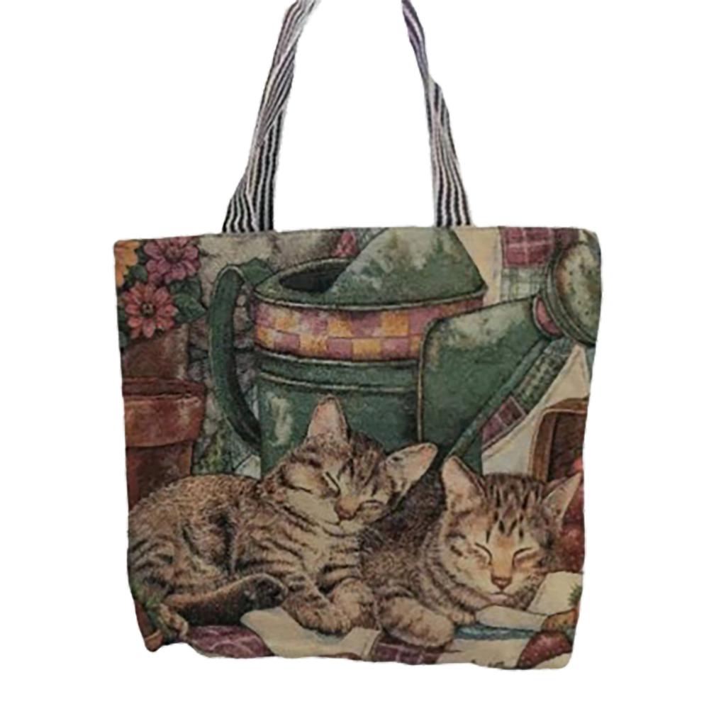 Vintage Canvas Bag Single Sided Embroidery Exquisite Ethnic Style Canvas Shopping Bag for Shopping Gift
