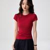 40 Combed Pure Cotton, Small Round Neck Bottoming Shirt T-shirt Women's Short-sleeved Summer New Simple and Versatile Slim and Thin Top
