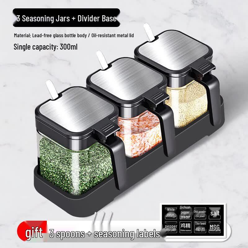 Qiwei Glass Spice Jar Storage Set