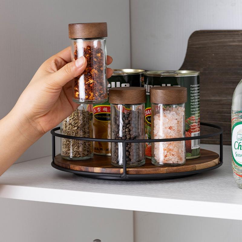360 Degree Rotating Lazy Susan Turntable Versatile Rotating Storage Rack Round Wooden for Home Kitchen Pantry