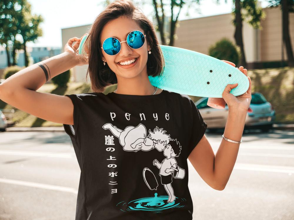 

ponyo on the cliff by the sea shirt,ponyo,an ime,japanese,m en s womens s,tee 4XL