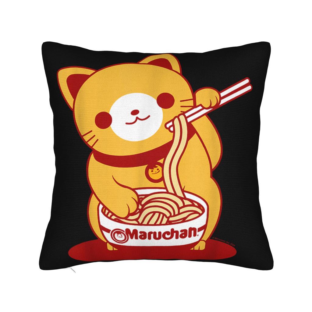 Cat Ramen Anime Kawaii Cat Pillow Case  Square Pillow Cover For Chair Sofa Home Decor Kawaii Pillowcases