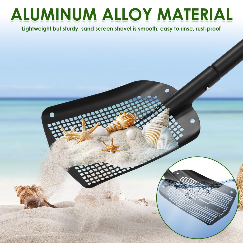 59-118CM Extendable Sifting Sand Shovel Aluminium Alloy Chicken Poop Scooper Chicken Coop Goat Stall Cleaning Tool for Gardening