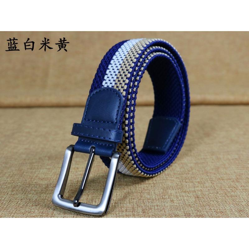 Men'S Elastic Belt, Men'S And Women'S Pin Buckle Elastic Trendy Belt, Canvas Woven Belt, Casual.