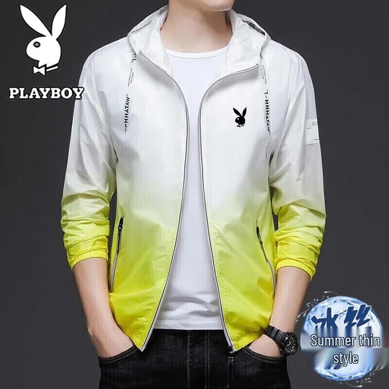 PLAYBOY Men s Summer Ice Silk Hooded Sun Protection Jacket 4XL