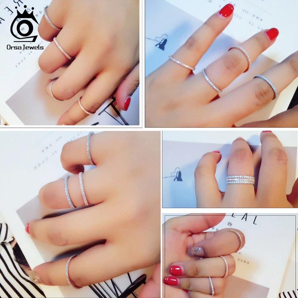 Orsa Jewels Sterling Color Rings Women Classic Round Full Pave Aaa Girls Cubic Cubic Zircon Engagement Bridal Gathering Bridal Band Rings