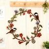 Wreath Flower with Birds Door Decorations Round Metal Bird Silhouette Wall Decor