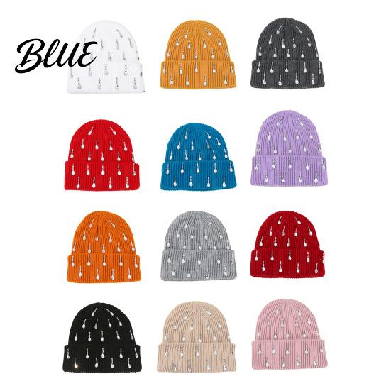 Holiday Gift for Women Waterdrop Rhinestone Knit Hat, Bling Stretchy Winter Cuffed Knitted Stylish Hat Skull Cap Men Cold Weather Daily Wear