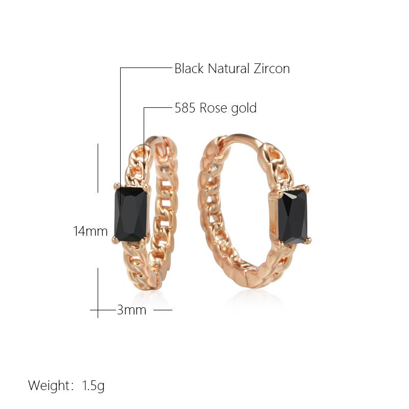 Luxury Black Natural Zircon Earrings For Women Fine  Rose Gold Bride Earrings Vintage Wedding Jewelry Gift Fashion