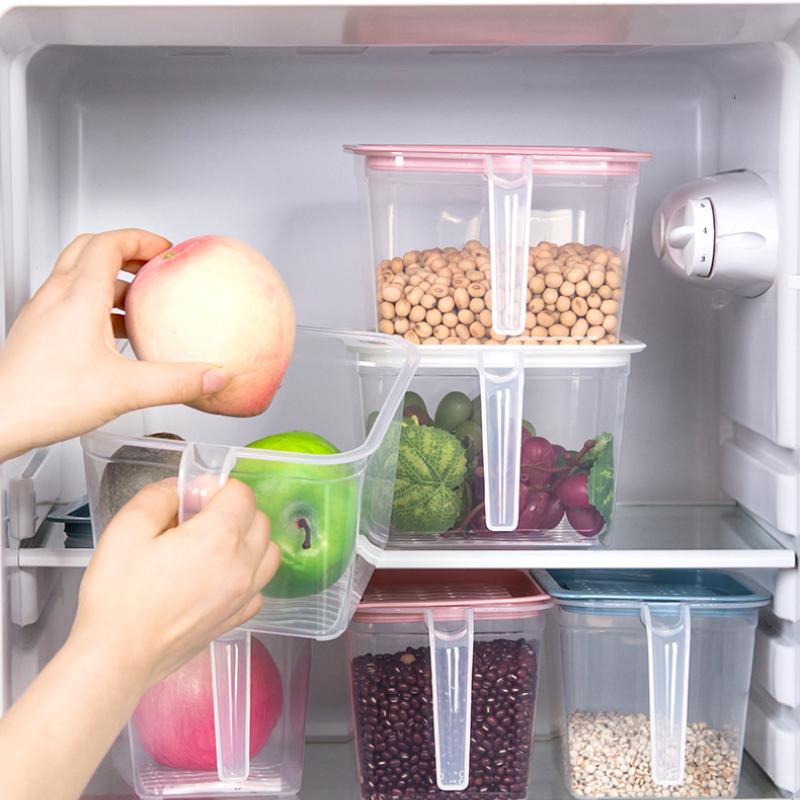 Large-capacity Kitchen Refrigerator Storage Box with Lid Handle Plastic Sealed Fresh-keeping Box Food Storage Containers