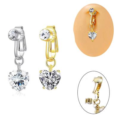 Piercing falso para ombligo con forma de corazón de melocotón, con clip para el ombligo, cartílago y umbilical.