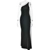 New Celebrity Temperament Elegant Sexy Dress Contrasting Color Streamer Backless Dress