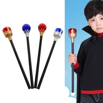 Plastic King Queen Scepter Red/Blue Cosplay Props Princess Prince Cane Performance Halloween Dress Up Hand Wand Gril