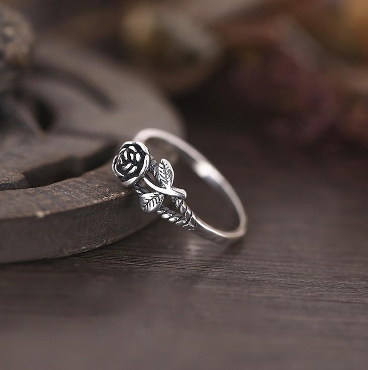Retro Sweet Rose Flower Ring for Women - Hot-Selling European & American Style Size 7