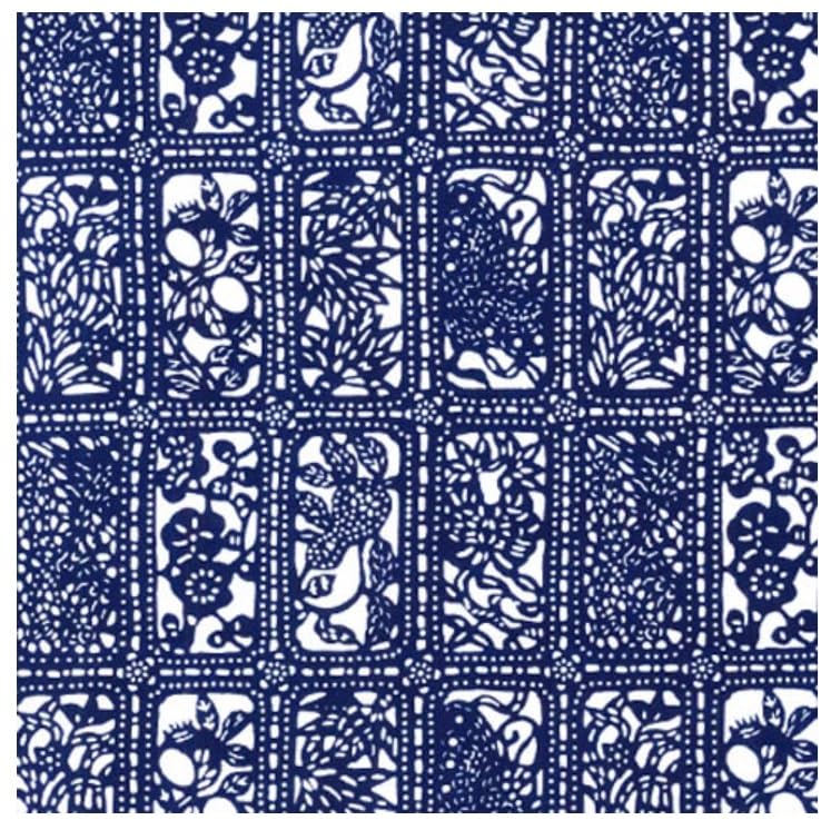 Todaya Shoten Tenugui Niwa-zome (Lucky Omens) (Navy) T-126