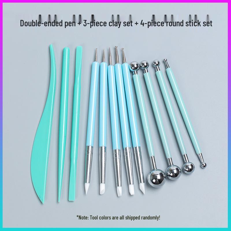 Silicone Double-Ended Dotting and Pressing Pen for Polymer Clay Sculpting