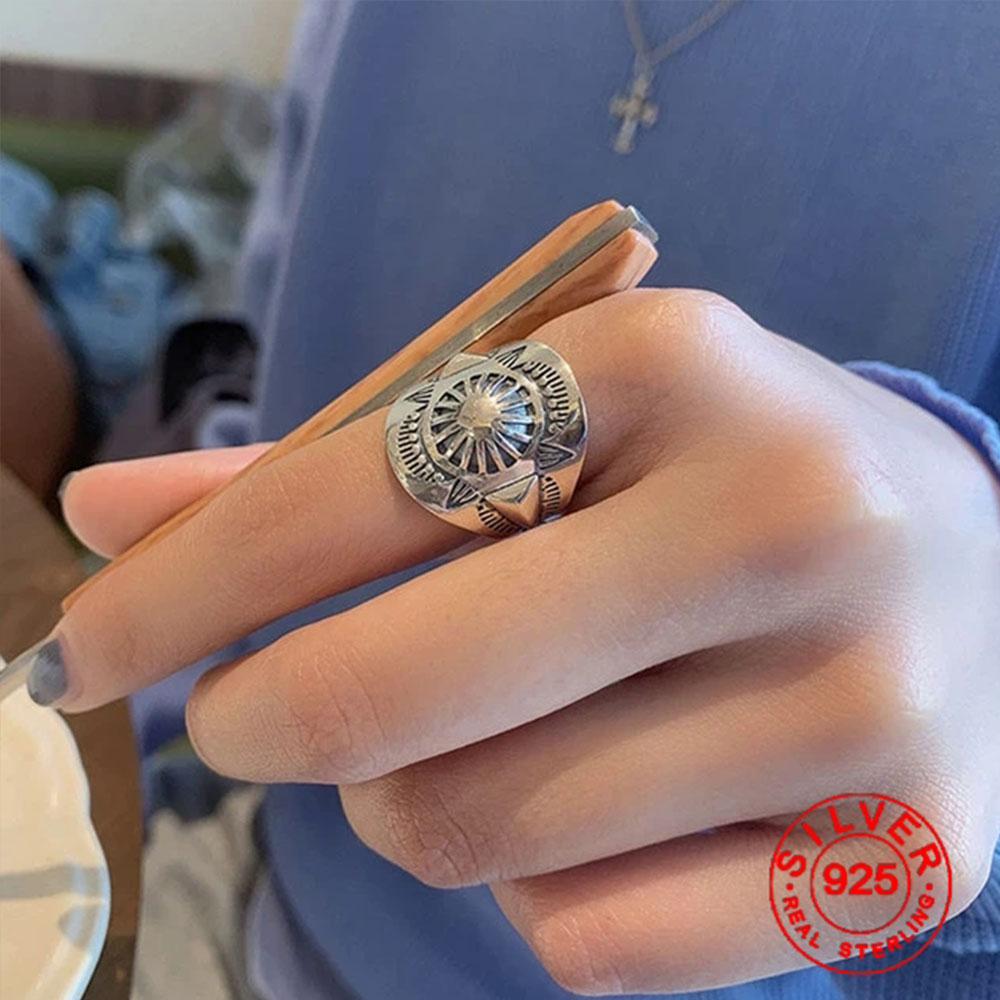 

BFCLUB Silver Color Punk Hiphop Rings for Women Couples New Fashion Vintage Handmade Thai Silver Party Jewelry Gifts
