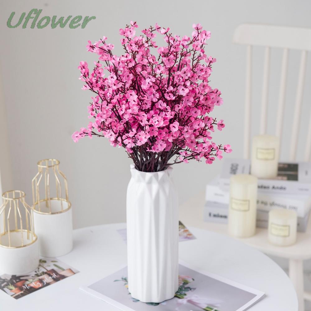 1PC Long Baby's Breath Artificial Plant Christmas Decor Vase Fake Plastic Flowers for Home Party Wedding Decor