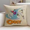 OOggy and the CockroachesS Cushion Cover Breathable and skinfriendly linen pillowcase square removable and washable cushion
