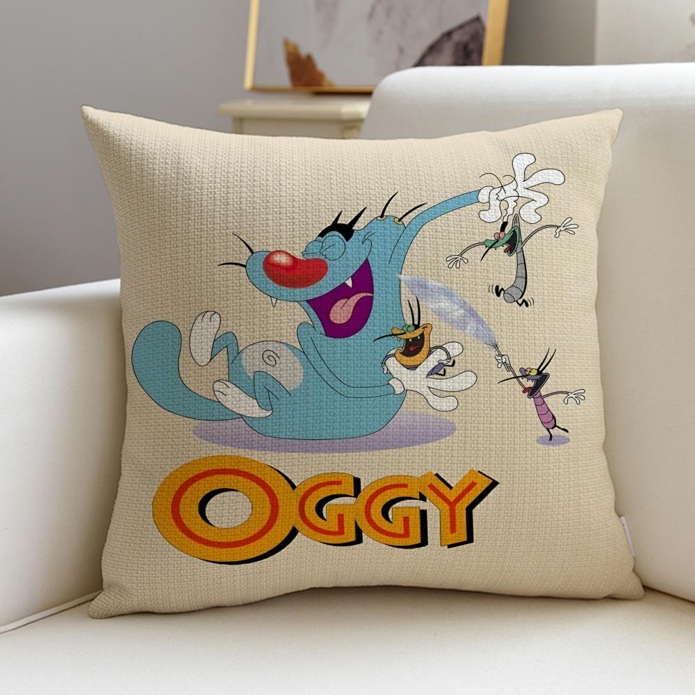 OOggy and the CockroachesS Cushion Cover Breathable and skinfriendly linen pillowcase square removable and washable cushion