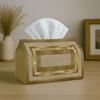 1pc Party Tissue Box, Luxury Geometric Golden Frame, Multifunctional Tissue Holder, Metallic Marble Elegant Art, Outdoor Party Supplies, Everyday Desk