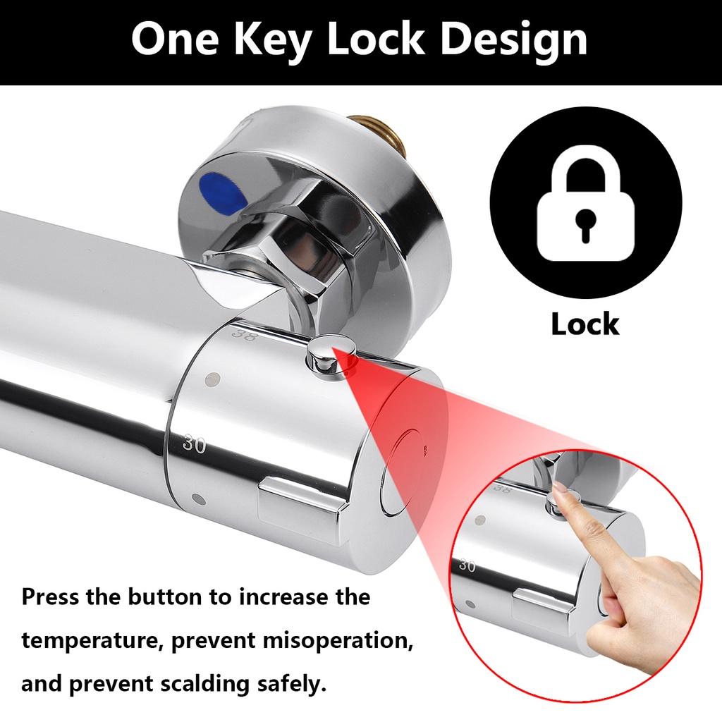 Hot/Cold Mounted Brass Chrome Thermostatic Shower Faucet Bathroom Wall Mixer Value Dual Handle Bathtub Shower Faucet