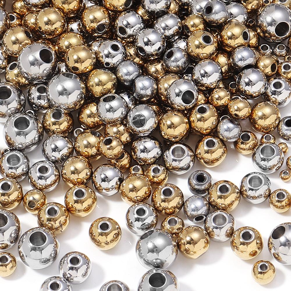 10-100Pcs 2-10mm High Quality Stainless Steel Beads For Jewelry Making Loose Spacer Round Beads DIY Bracelet Necklace Wholesale