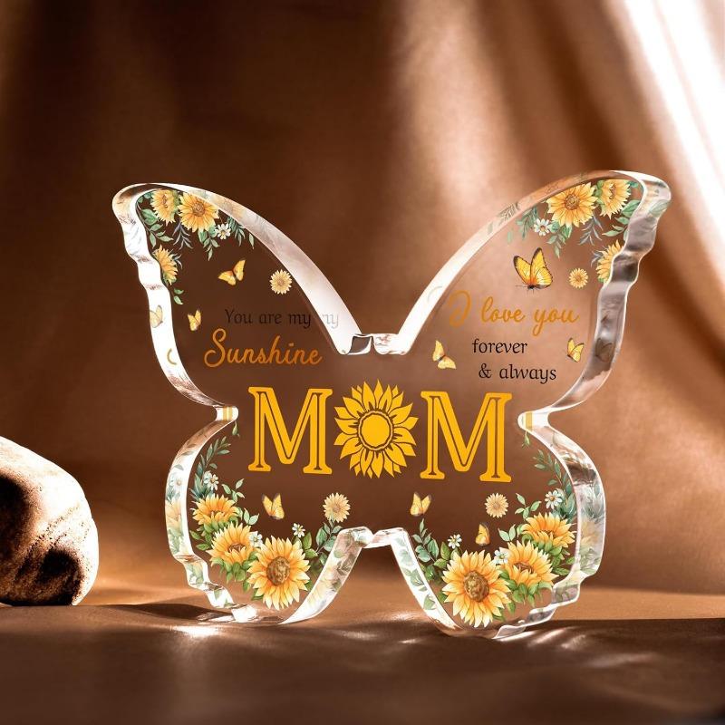 Mom Birthday Gifts – Butterfly Acrylic Plaque from Daughter/Son. For Mother's Day, Christmas, Thanksgiving.