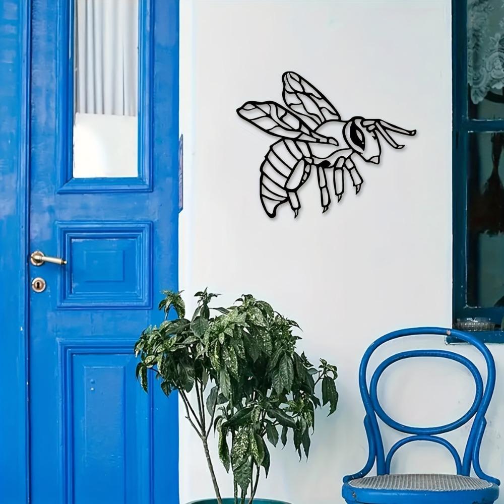1 Stück Metallbiene Wandkunst, Eisenbiene Außengarten Skulptur, Terrassen Zaun Dekoration für Wohnzimmer Balkon Innen Haus