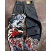 DRIPX Y2K High Street Retro Hip-hop Punk Heren Wijde Jeans American Goth Harajuku Hoge Taille Jeans Gepersonaliseerde Casual Losse Broeken