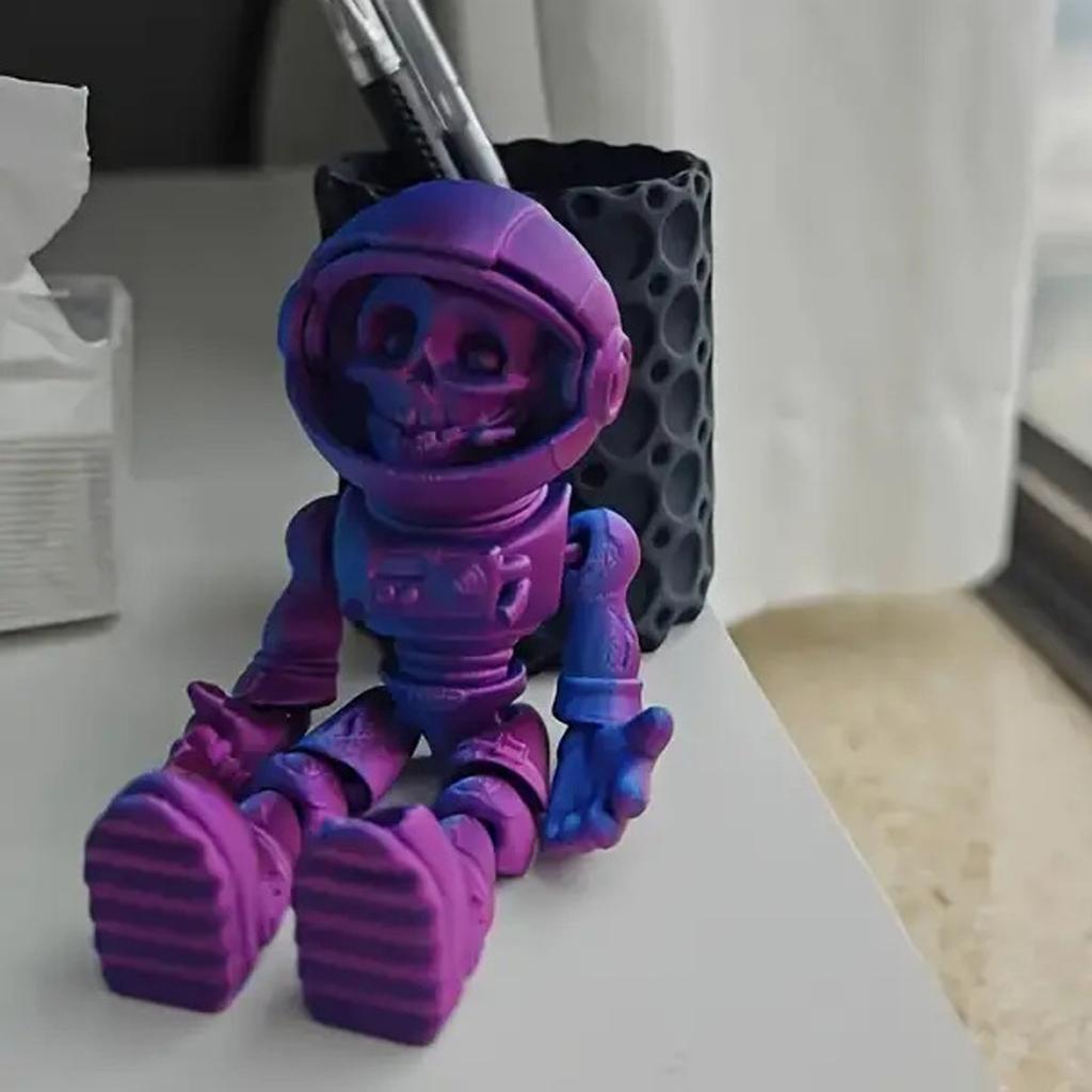 3D Printed Astronaut Skeleton Articulating Toy Figure Tris Color