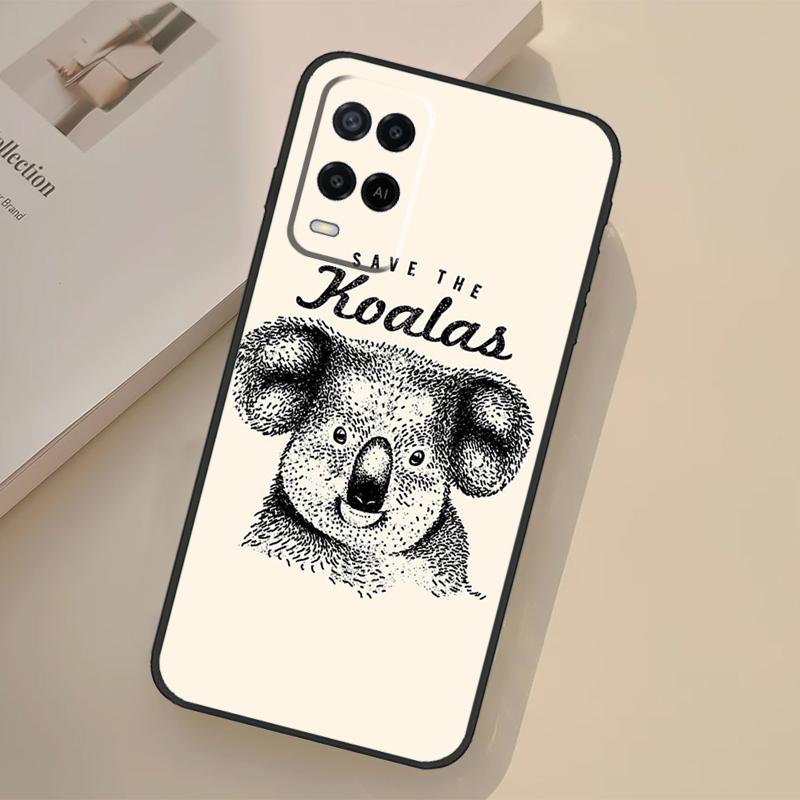 Cute Australia Koala Art Case For Oppo A94 A74 A54 A80 A60 A40 A18 A38 A58 A78 A98 A96 A76 A16 A15 A17 A57 A77 A5 Pro