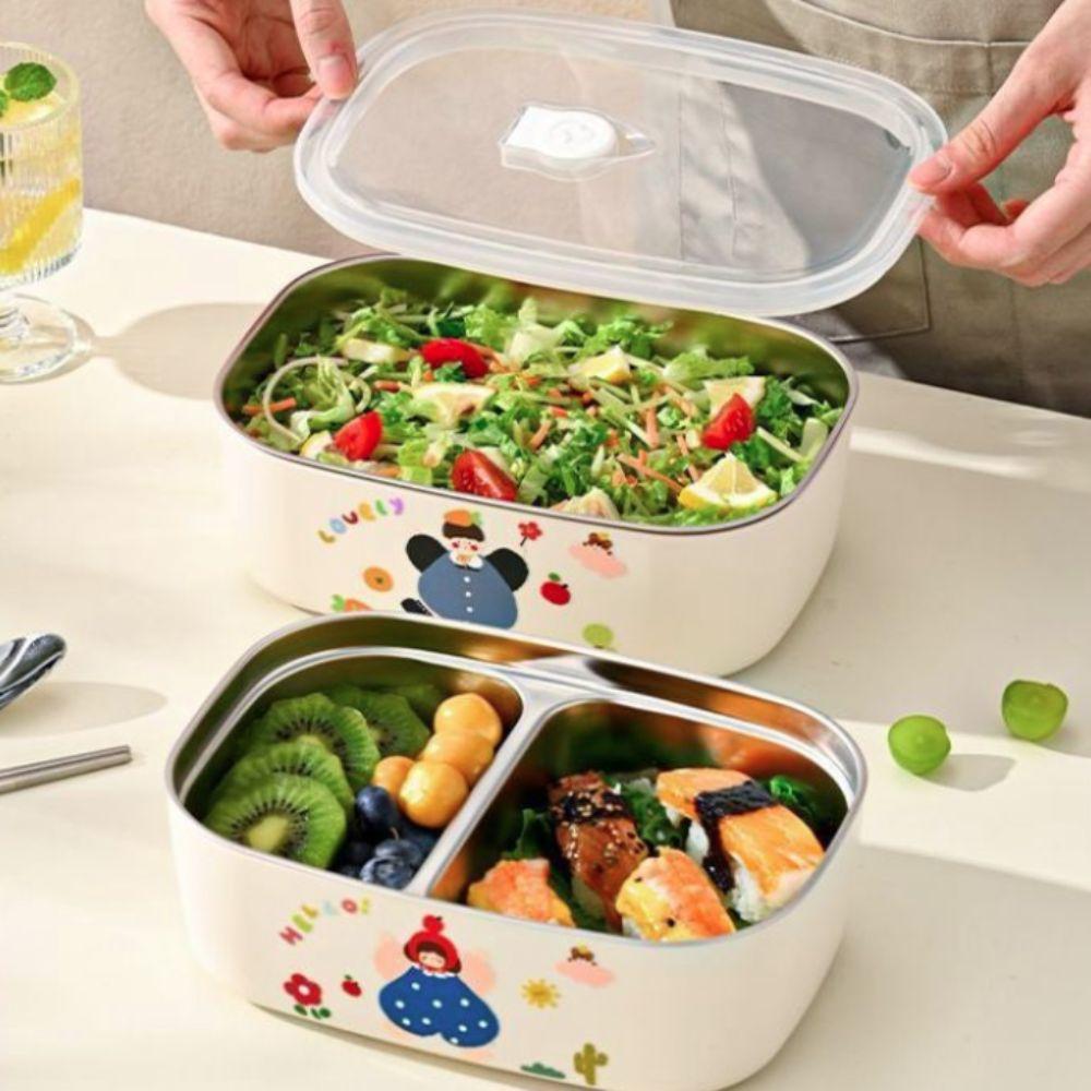 1500/1000ML Pudełko na lunch z stali nierdzewnej 304 Wzór kreskówkowy Możliwość użycia w mikrofalówce Pojemnik do przechowywania żywności Szczelny Pojemnik do przechowywania świeżości