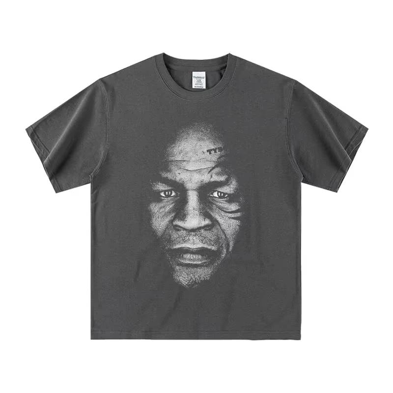 Mike Tyson Intense Portrait Graphic T-Shirt Oversized Crew Neck Moisture Wicking Boxing Casual Outdoor Streetwear