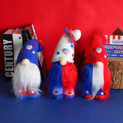 American Independence Day Hat Faceless Forest Elderly Doll, Creative Home Ornament