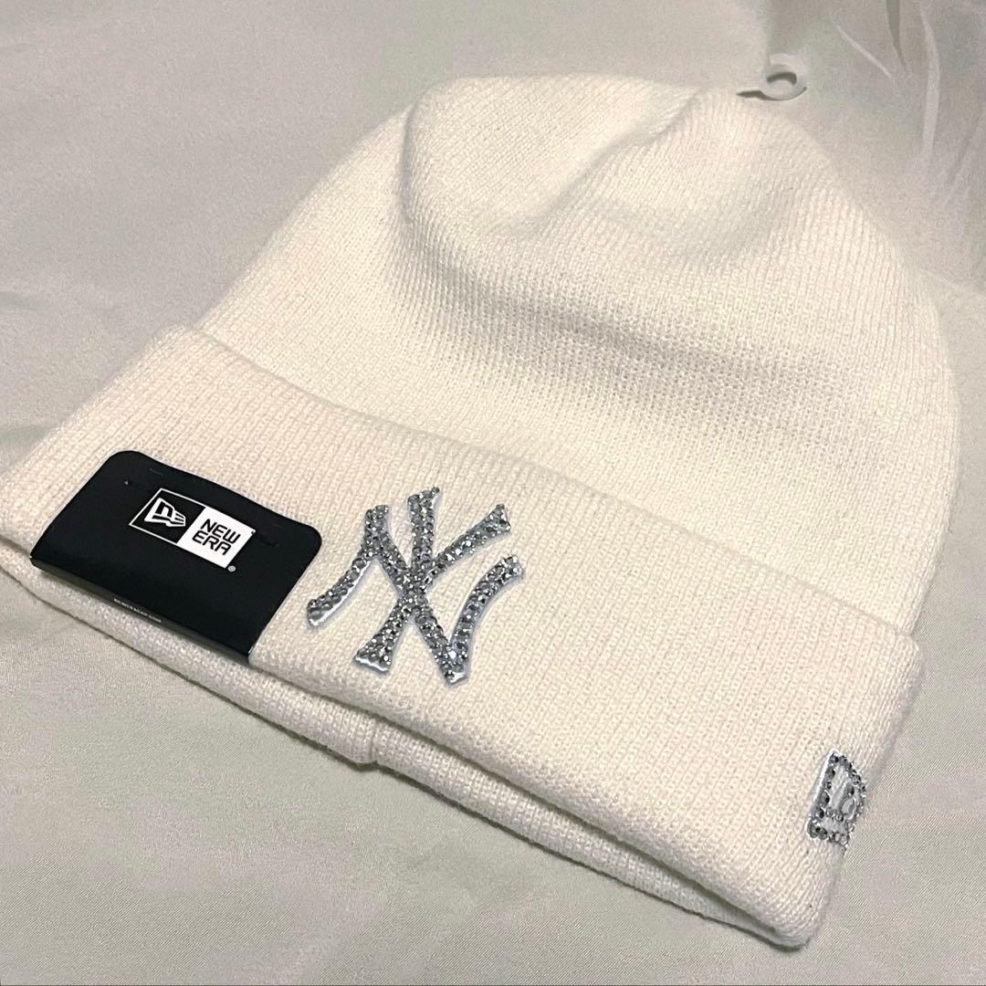 Used New Era Off-White Yankees Rhinestone Glitter