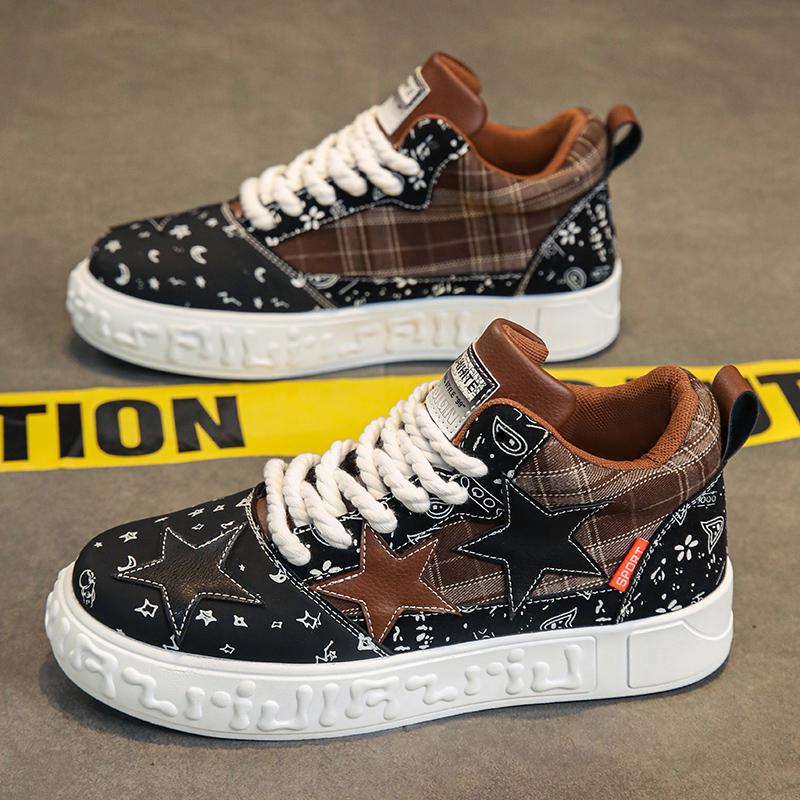 2024New Men's High Top Star Shoes, Trendy and Versatile Casual Shoes, Wear-resistant and Personalized Lace Up Canvas Board Shoes