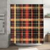 Orange Checkered Shower Curtain Waterproof Fabric Bath Mat Decorative Bathroom Accessories Set Home Supplies