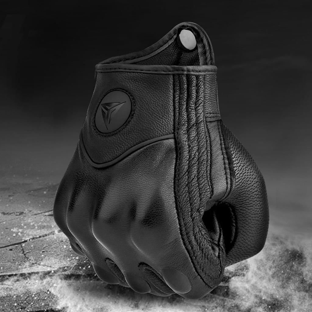 Genuine Leather Motorcycle Hard Touchscreen Size Gloves, Black, Goatskin, Protector, Compatible, L, Spring/Autumn